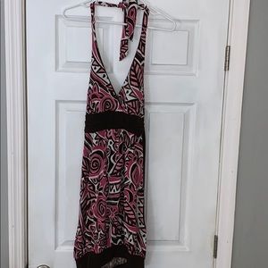 Pink and brown halter dress